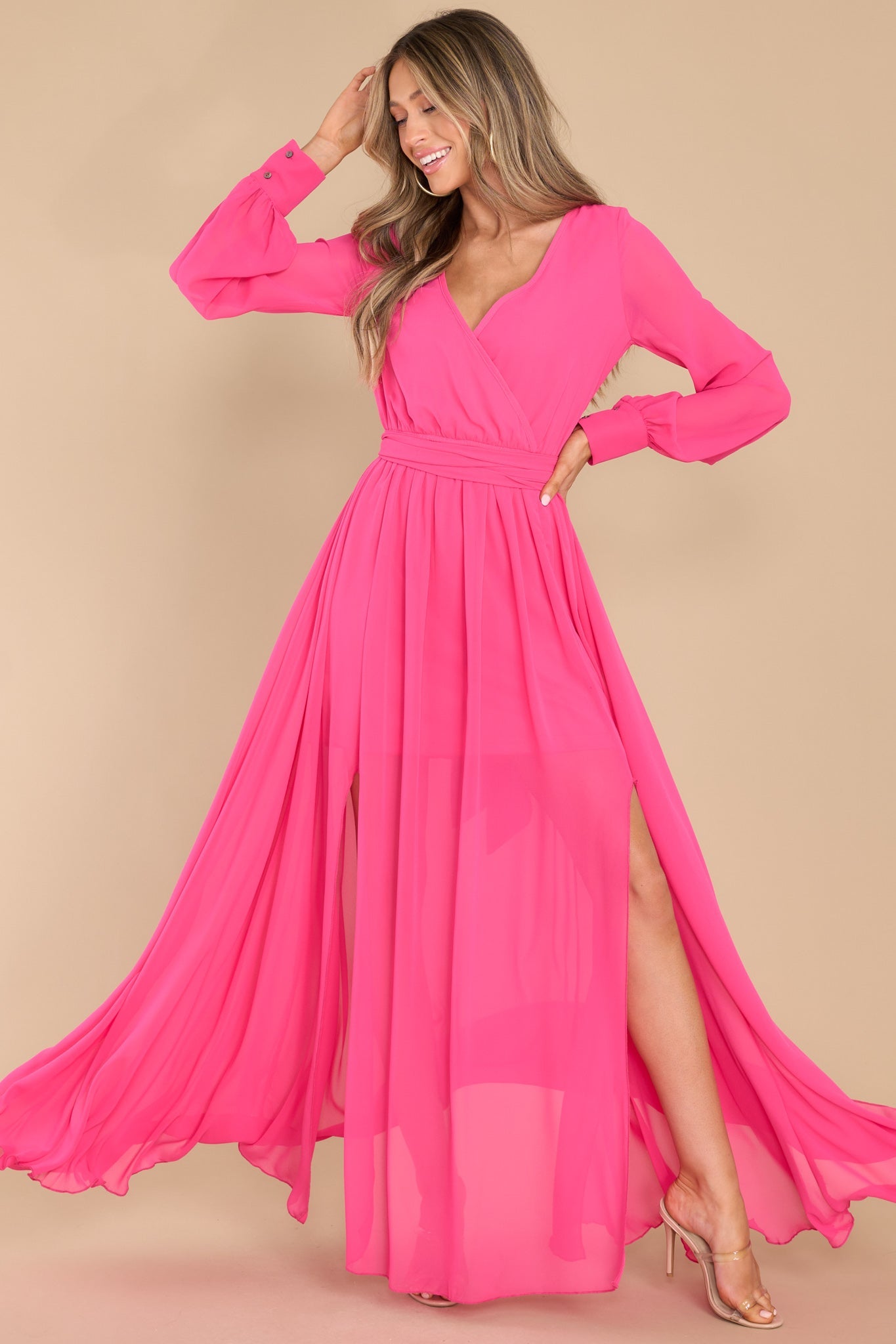 hot pink maxi dress